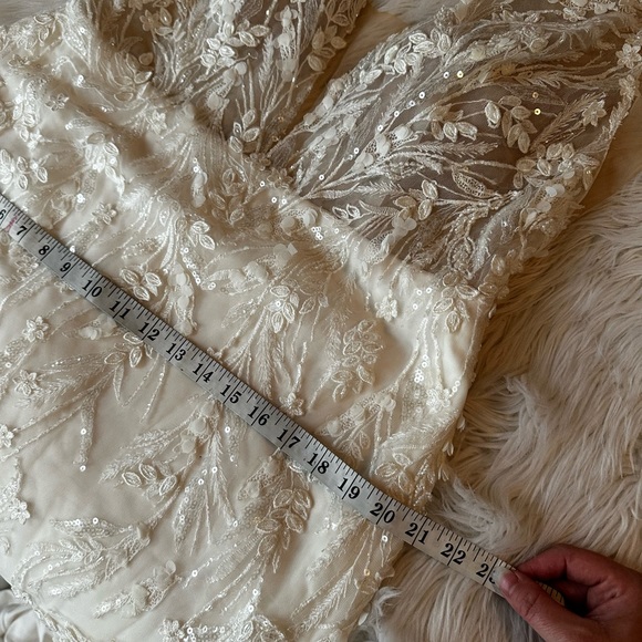 Justin Alexander Gretchen 88326 Plunging V Neck Bead Wedding Dress - Picture 3 of 17